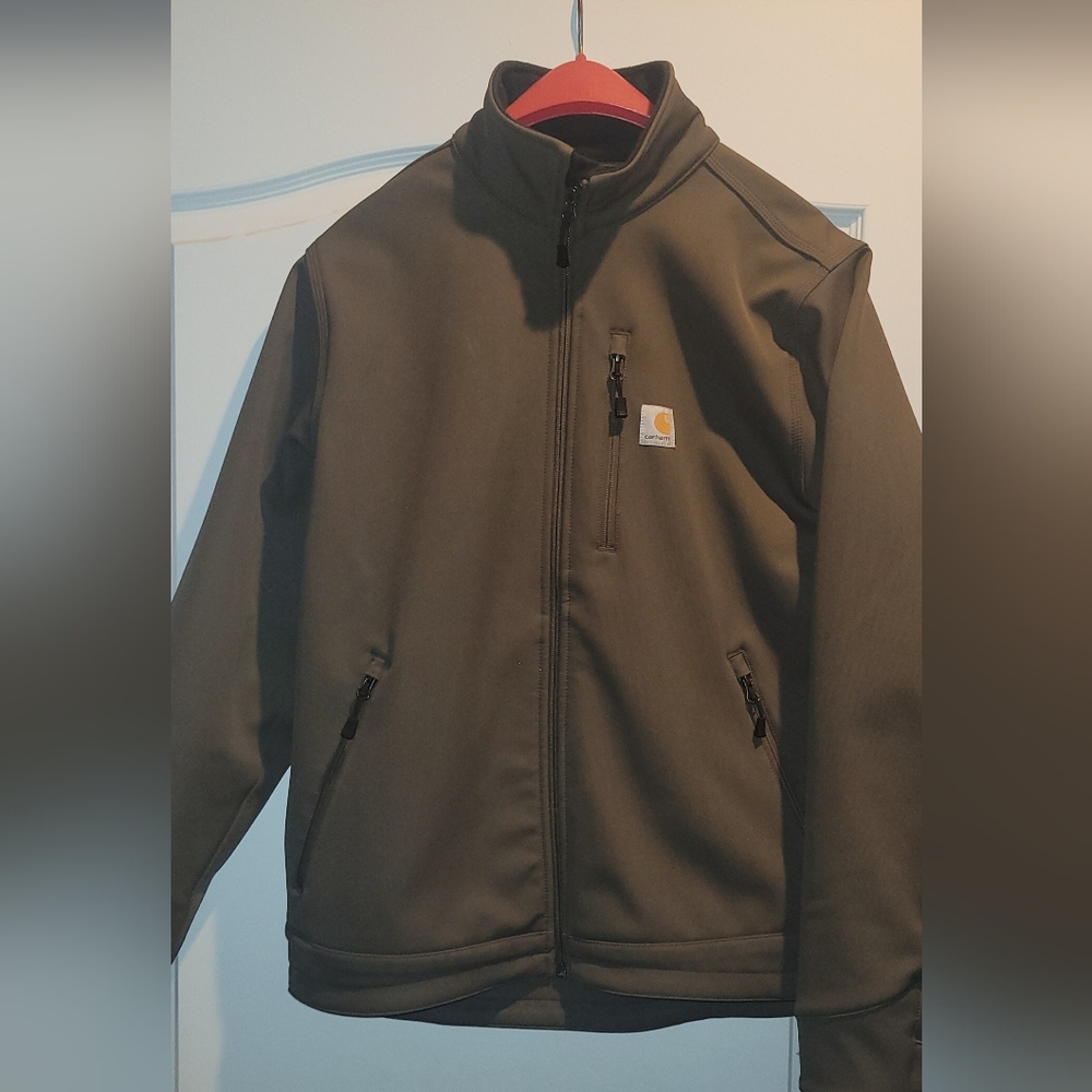 Mens Carhartt Gray Softshell Jacket, Rain Defender, Size M